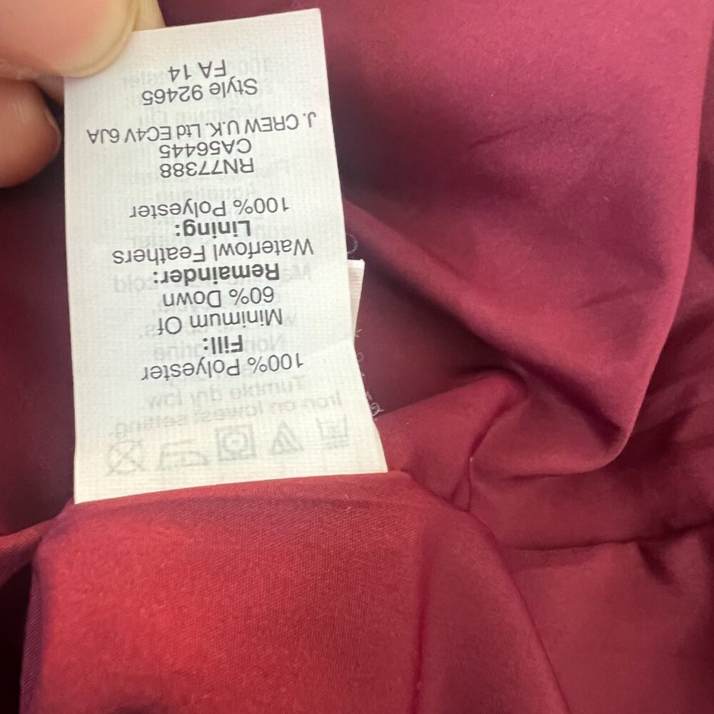 J Crew Vest Women's Small Quilted Down Puffer Maroon Full Zip Sleeveless - Picture 7 of 7